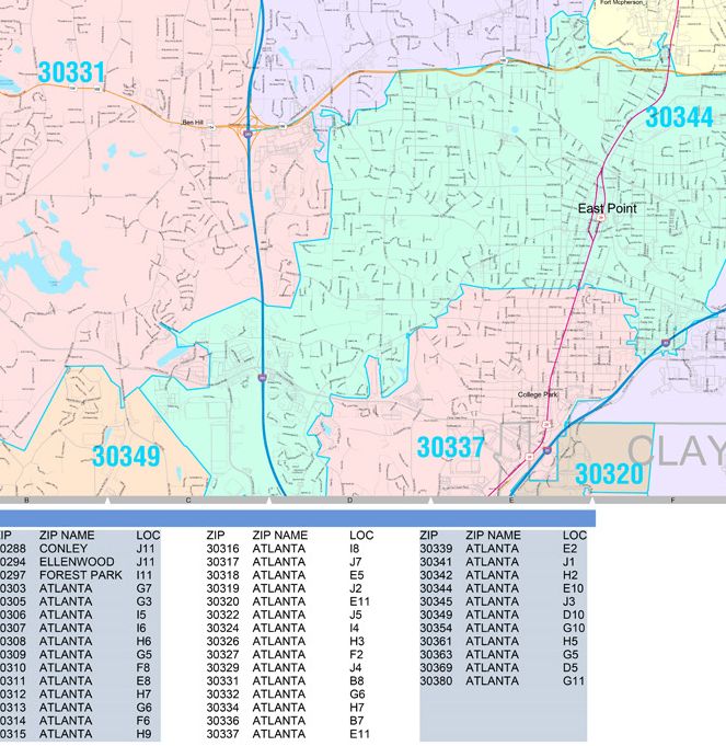 Atlanta Zip Code Boundaries