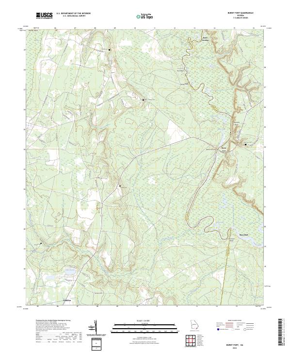 US Topo 7.5-minute map for Burnt Fort GA