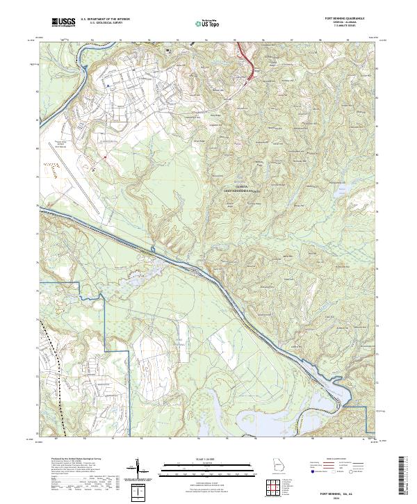 Red Diamond Map US Topo 7.5-minute map for Fort Benning GAAL β American Map Store