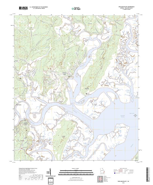 US Topo 7.5-minute map for Shellman Bluff GA