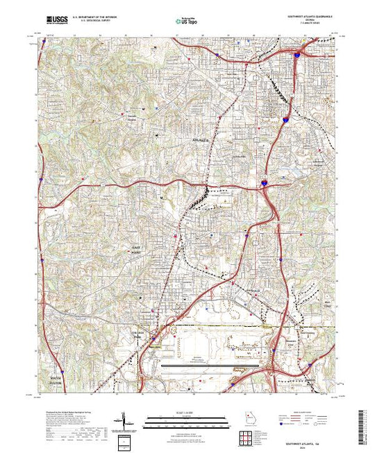 US Topo 7.5-minute map for Southwest Atlanta GA – American Map Store