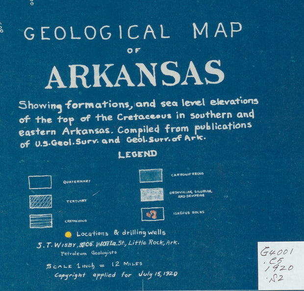Geological Map of Arkansas, 1920