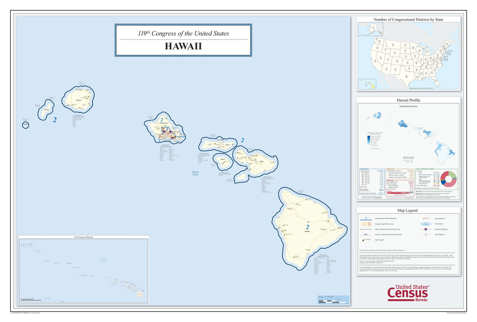 Hawaii Congressional District Wall Map