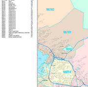 Colorcast Zip Code Style Wall Map of Honolulu by Market Maps