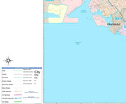 Colorcast Zip Code Style Wall Map of Honolulu by Market Maps