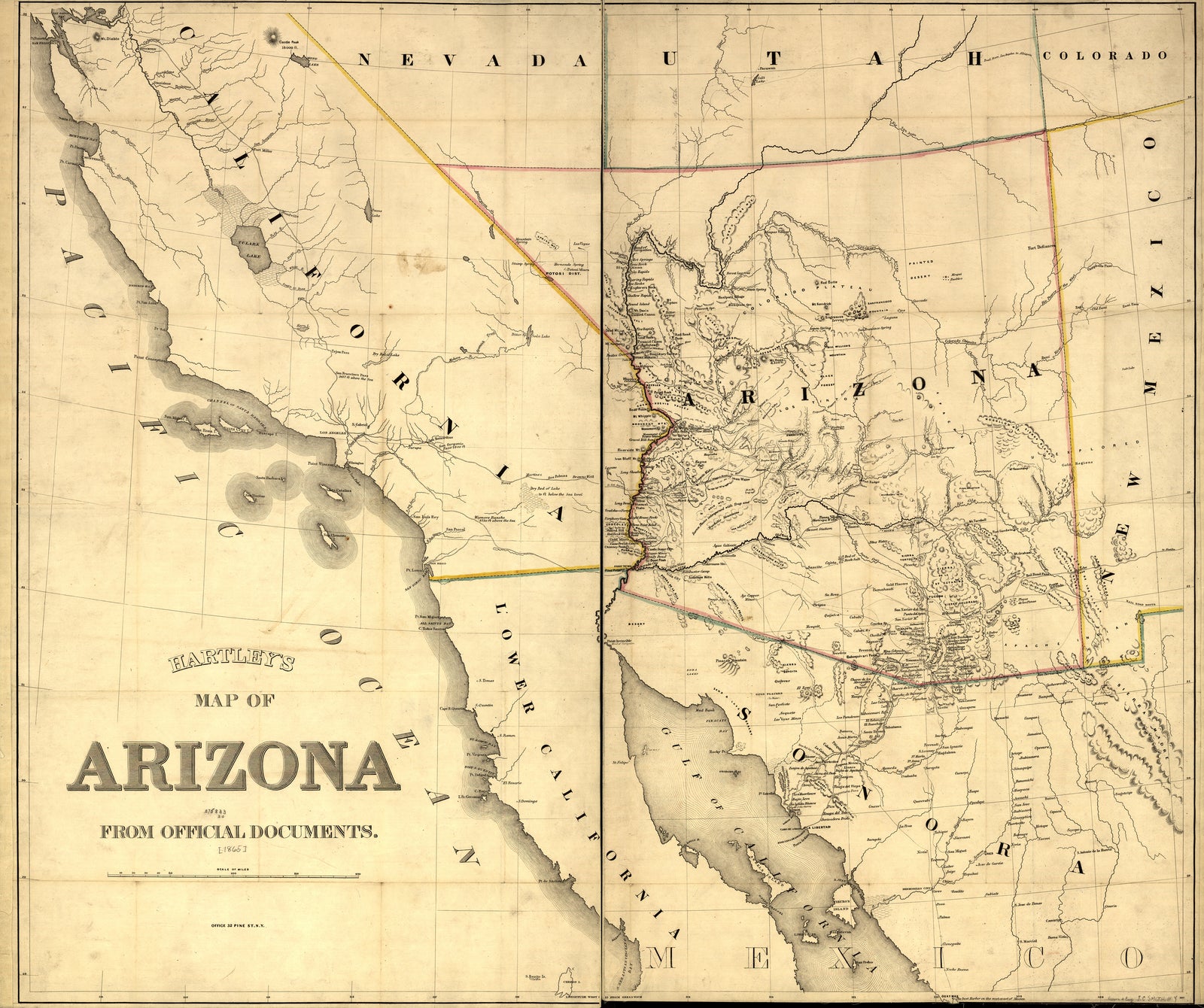 Hartley's Map of Arizona, 1865