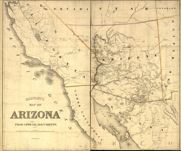 Hartley's Map of Arizona, 1865