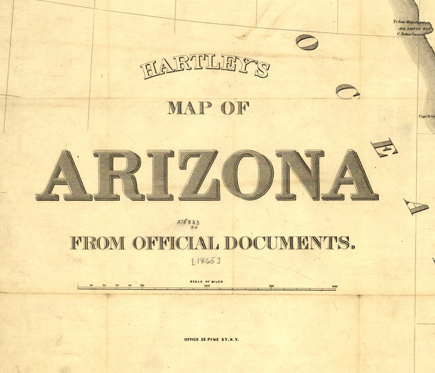 Hartley's Map of Arizona, 1865