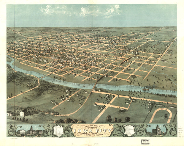 Bird's Eye View of Iowa City, 1868