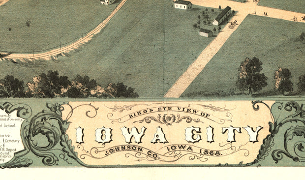 Bird's Eye View of Iowa City, 1868