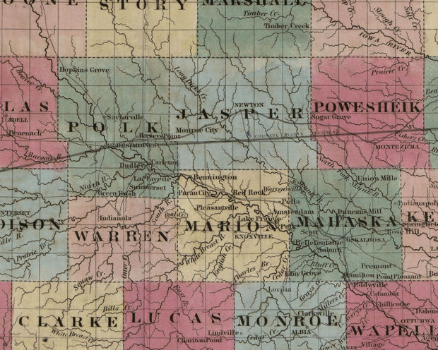 Colton's Township Map of the State of Iowa, 1851