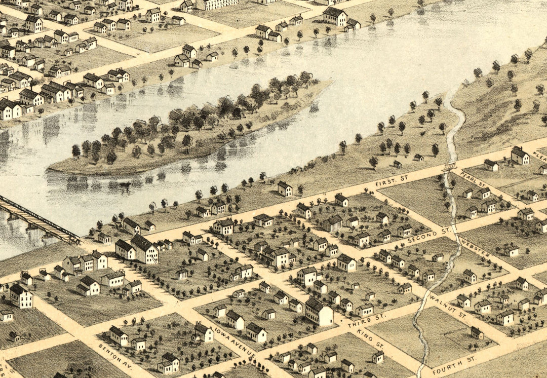 Birds Eye View of Cedar Rapids 1868