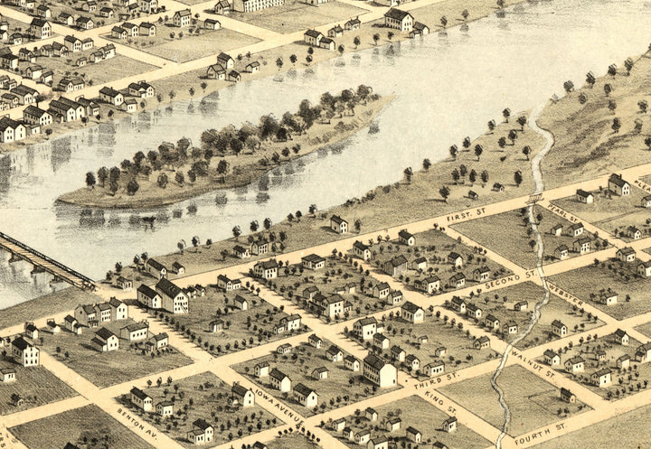 Birds Eye View of Cedar Rapids 1868