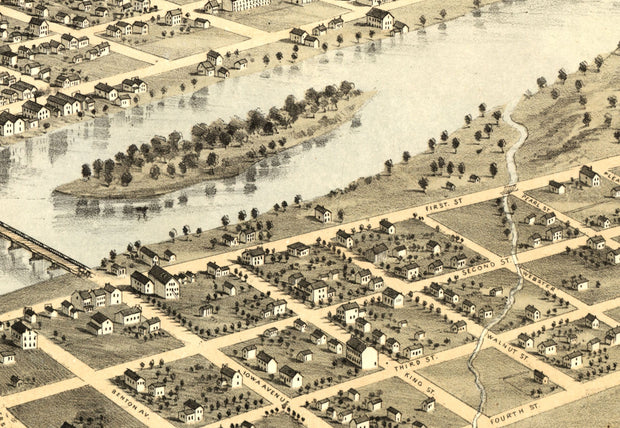Birds Eye View of Cedar Rapids 1868