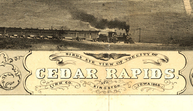 Birds Eye View of Cedar Rapids 1868