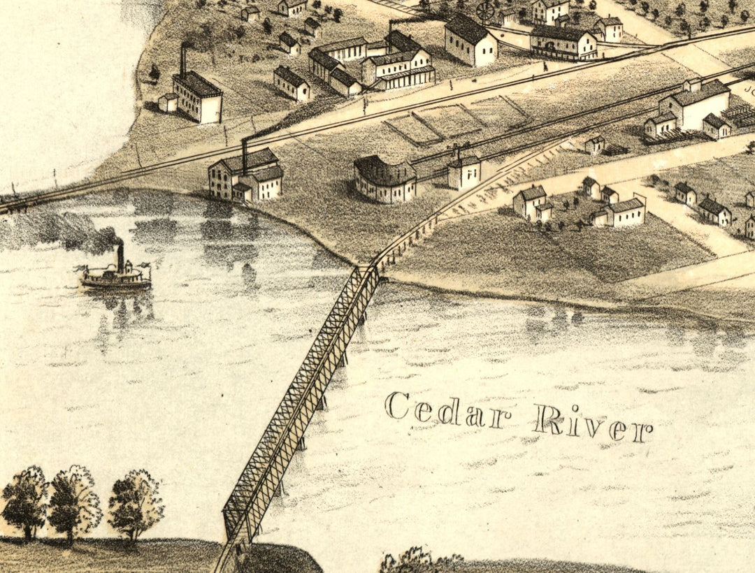 Birds Eye View of Cedar Rapids 1868