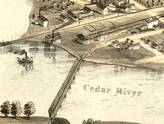 Birds Eye View of Cedar Rapids 1868