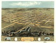 Birds Eye View of Marshalltown, 1868