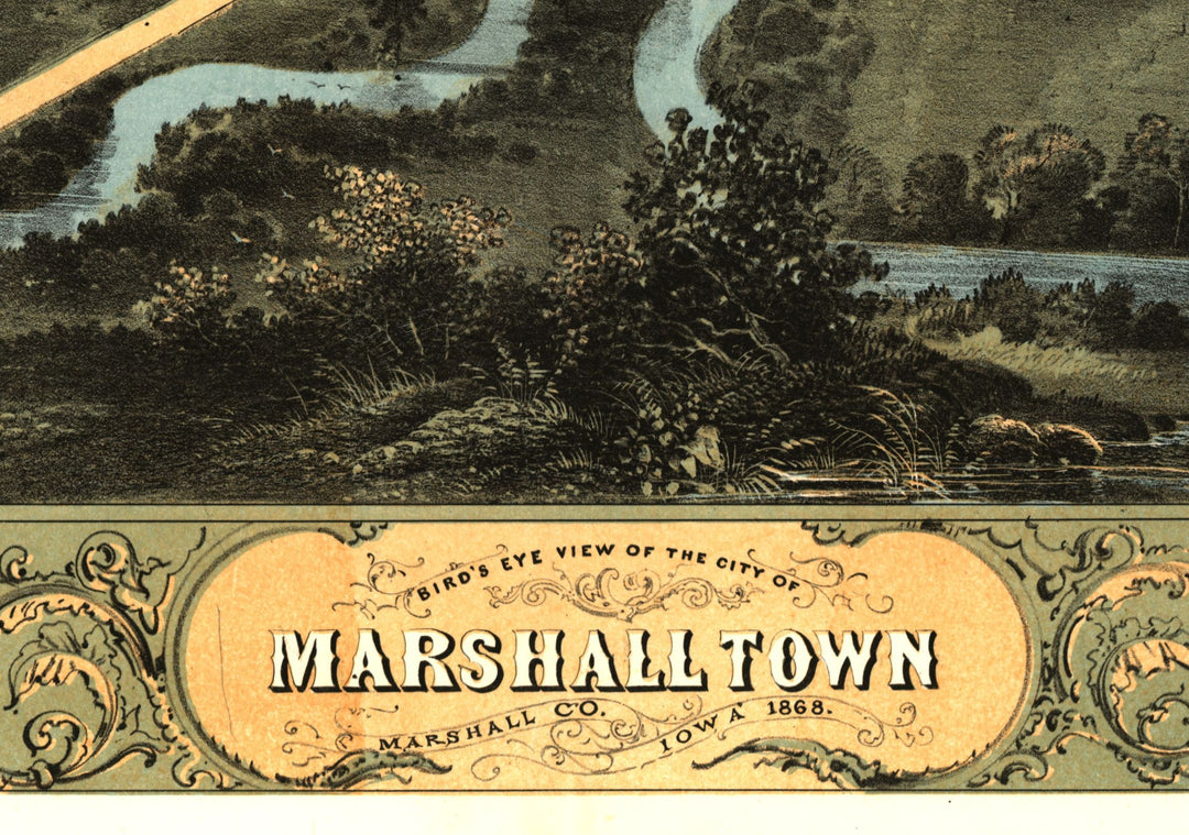 Birds Eye View of Marshalltown, 1868