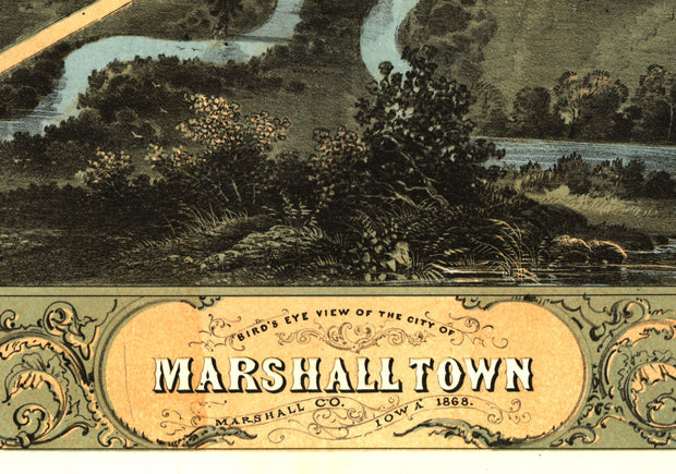 Birds Eye View of Marshalltown, 1868