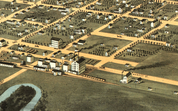 Birds Eye View of Marshalltown, 1868