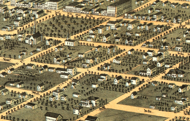 Birds Eye View of Marshalltown, 1868