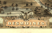 Birds Eye View of Des Moines, 1868