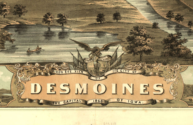 Birds Eye View of Des Moines, 1868