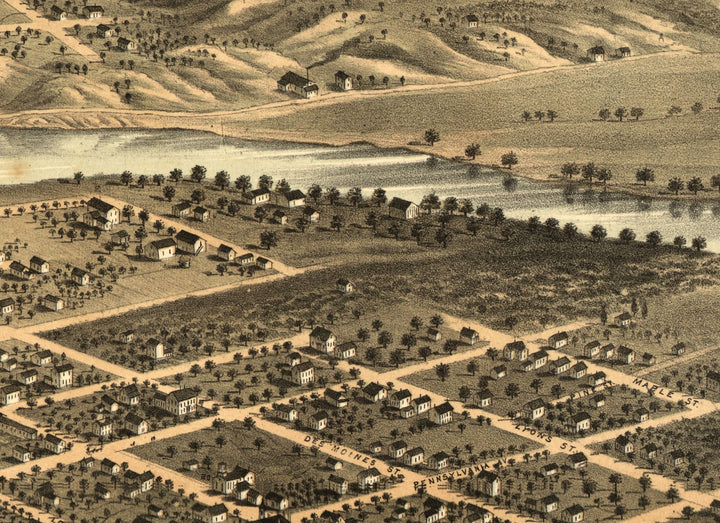 Birds Eye View of Des Moines, 1868