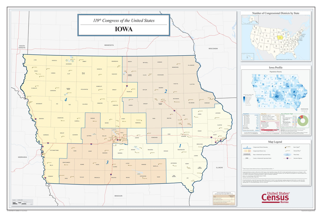 Iowa Congressional District Wall Map