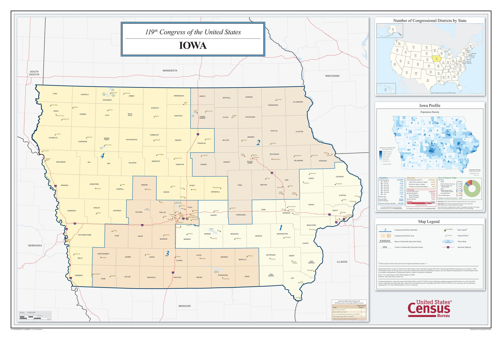 Iowa Congressional District Wall Map
