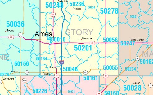 Color Cast Style Wall Map of Iowa