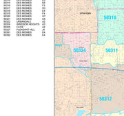 Colorcast Zip Code Style Wall Map of Des Moines, IA by Market Maps