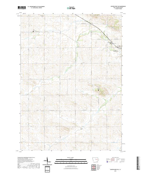 Center Pint Map US Topo 7.5-minute map for Center Point SW IA – American Map Store