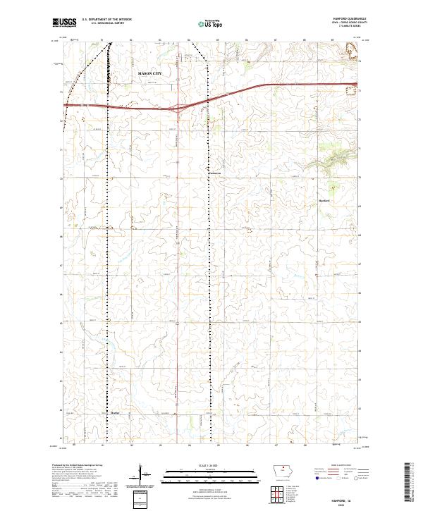US Topo 7.5-minute map for Hanford IA