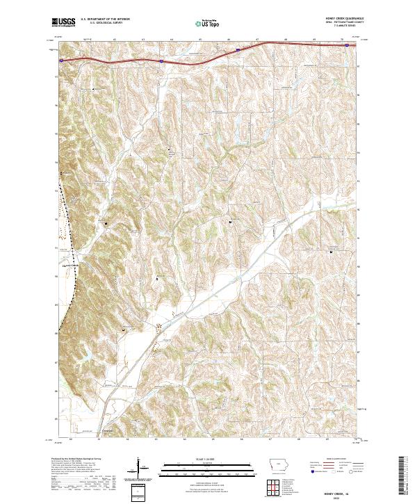 US Topo 7.5-minute map for Honey Creek IA