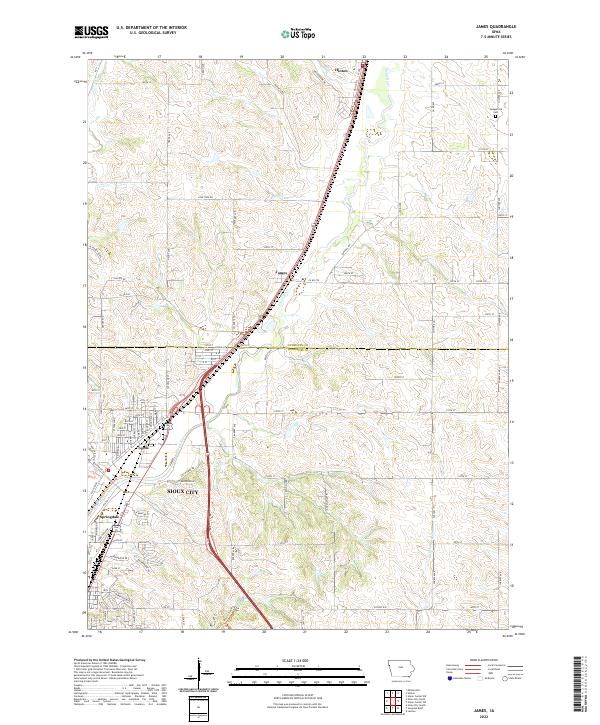 US Topo 7.5-minute map for James IA – American Map Store