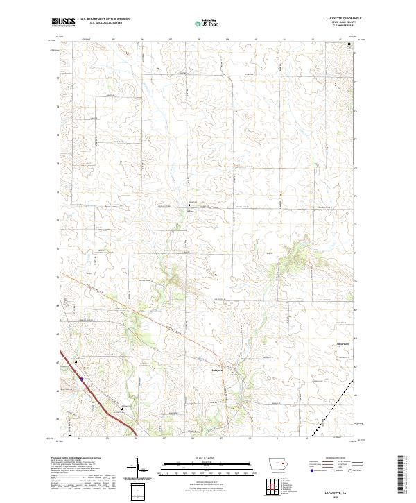 US Topo 7.5-minute map for Lafayette IA