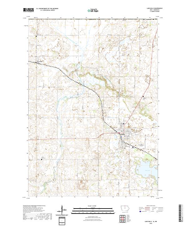 US Topo 7.5-minute map for Lake Mills IAMN