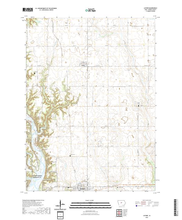US Topo 7.5-minute map for Luther IA – American Map Store