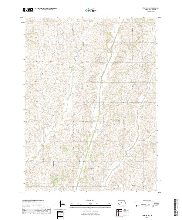Stanton Ridge Map US Topo 7.5-minute map for Stanton SW IA – American Map Store