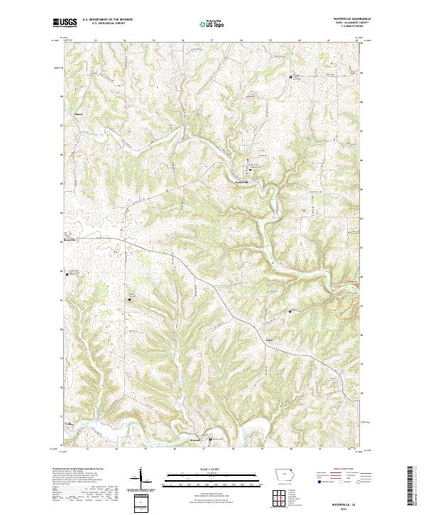 US Topo 7.5-minute map for Waterville IA