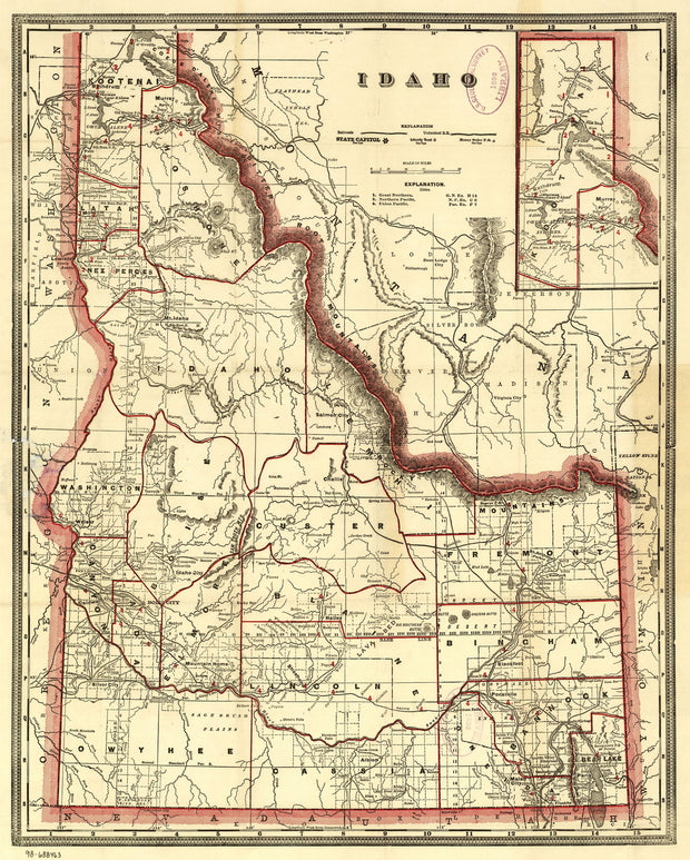 Cram's Township and Railroad Map of Idaho, 1896