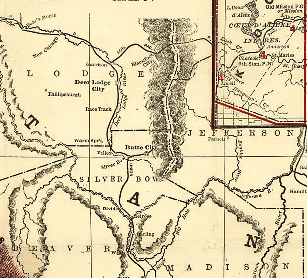 Cram's Township and Railroad Map of Idaho, 1896