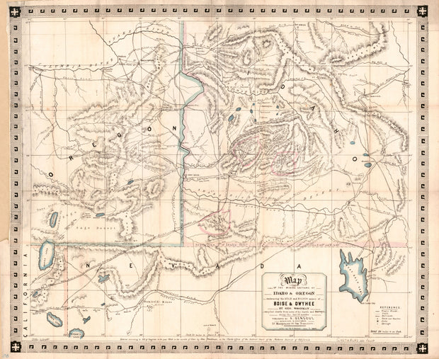 Map of the Mining Sections of Idaho and Oregon, 1864