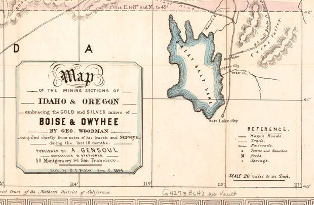 Map of the Mining Sections of Idaho and Oregon, 1864