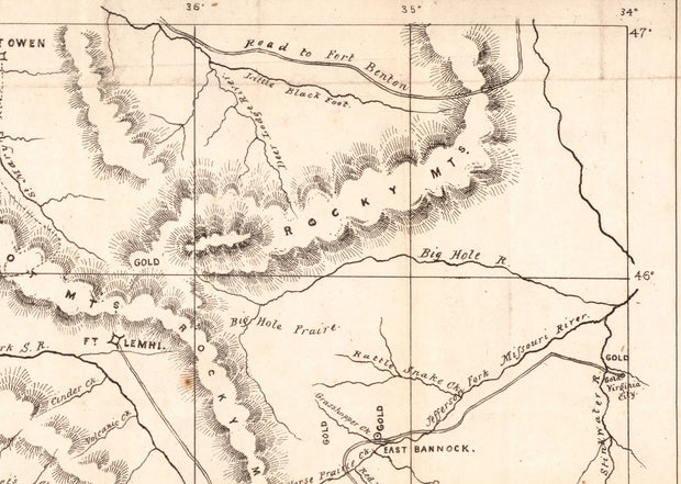 Map of the Mining Sections of Idaho and Oregon, 1864
