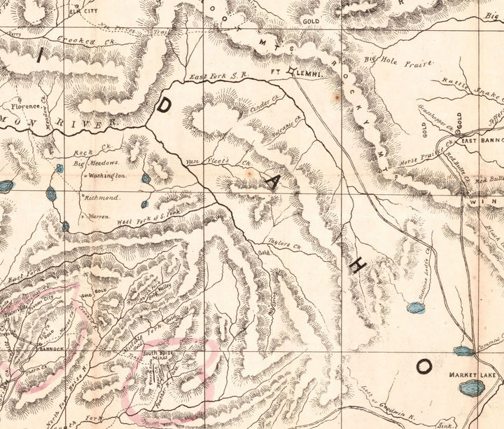 Map of the Mining Sections of Idaho and Oregon, 1864