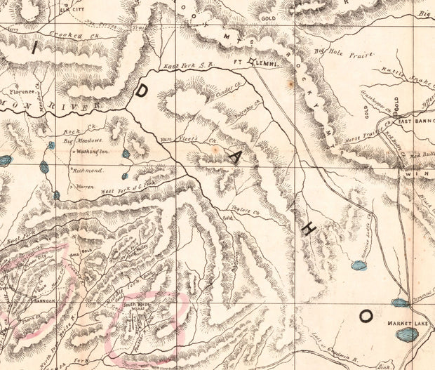 Map of the Mining Sections of Idaho and Oregon, 1864