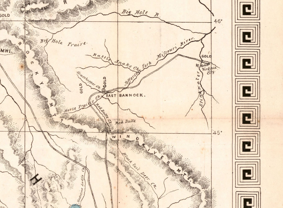 Map of the Mining Sections of Idaho and Oregon, 1864